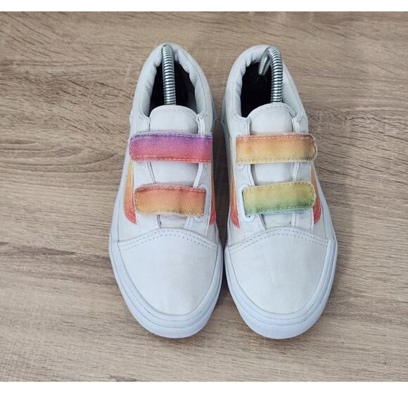 VANS Kids Size 3 Shoes White Rainbow Casual School Play Sneakers Youth Skate - Picture 6 of 10